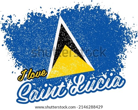 illustration of vector flag with text (I love saint lucia)