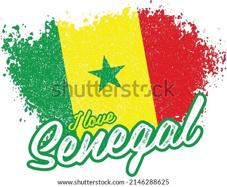 illustration of vector flag with text (I love Senegal)