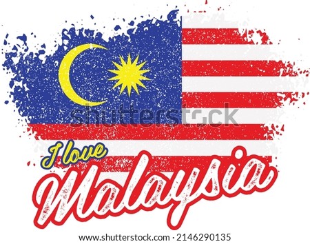 illustration of vector flag with text (I love Malaysia)