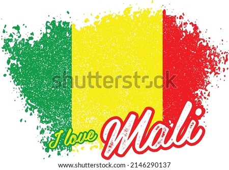 illustration of vector flag with text (I love mali)