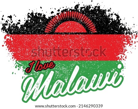 illustration of vector flag with text (I love malawi)