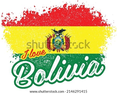 illustration of vector flag with text (I love Bolivia)