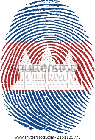 Vector illustration of the flag of Cambodia in the shape of a footprint