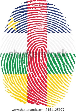 Vector illustration of the flag of Central African Republic in the shape of a footprint
