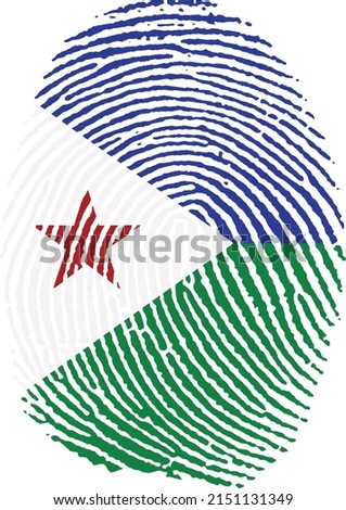 Vector illustration of the flag of Djibouti in the shape of a footprint