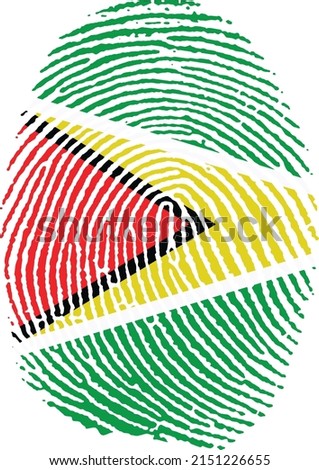 Vector illustration of the Guyanese flag in the shape of a fingerprint