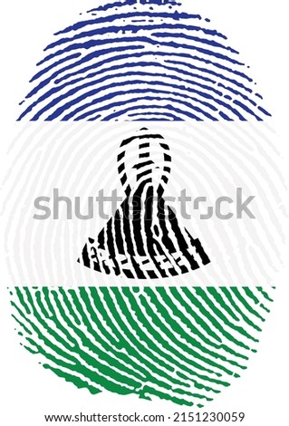 Vector illustration of the flag of Lesotho in the shape of a fingerprint
