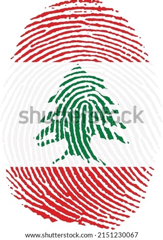 Vector illustration of the lebanese flag in the shape of a fingerprint