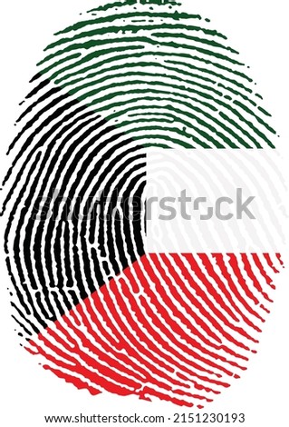 Vector illustration of the flag of Kuwait in the shape of a fingerprint