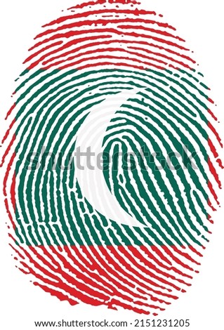 Vector illustration of the flag of Maldives in the shape of a fingerprint