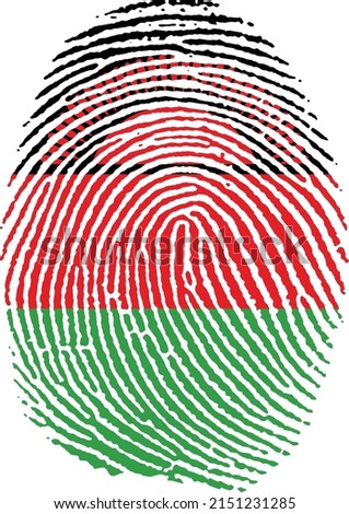 Vector illustration of the flag of malawi in the shape of a fingerprint