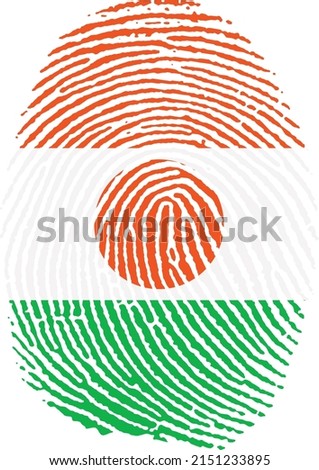 Vector illustration of the flag of Niger in the shape of a fingerprint