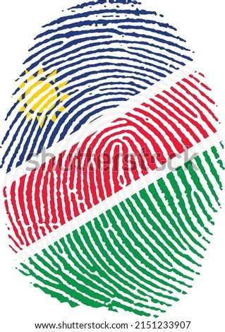Vector illustration of the flag of Namibia in the shape of a fingerprint
