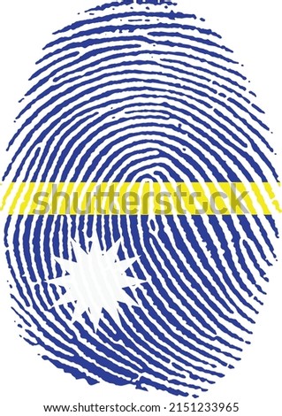Vector illustration of the flag of Nauru in the shape of a fingerprint