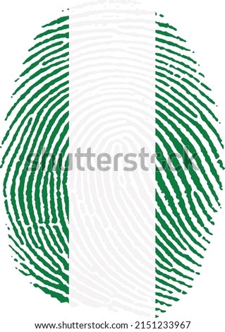 Vector illustration of the flag of Nigeria in the shape of a fingerprint