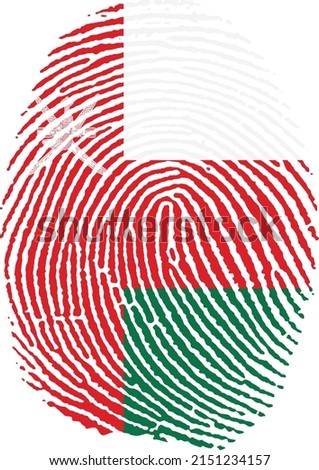 Vector illustration of the flag of Oman in the shape of a fingerprint