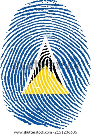 Vector illustration of the flag saint lucia in the shape of a fingerprint