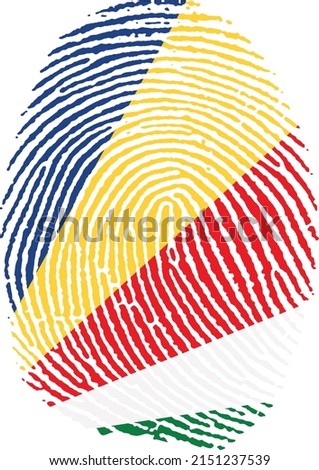 Vector illustration of the flag of Seychelles in the shape of a footprint