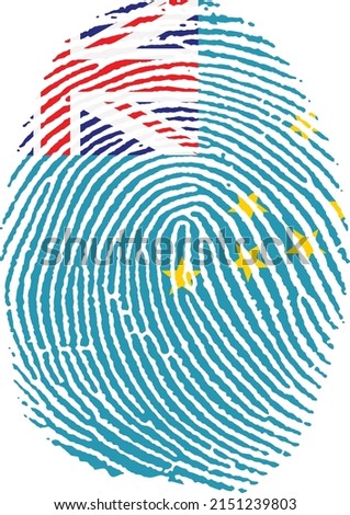 Vector illustration of the flag of Tuvalu in the shape of a fingerprint