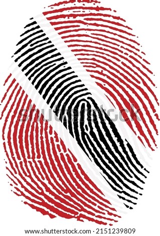 Vector illustration of the flag of Trinidad and Tobago in the shape of a fingerprint
