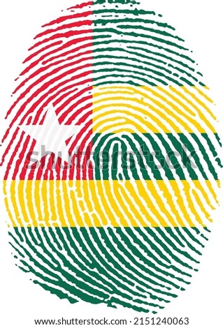Vector illustration of the flag of Togo in the shape of a fingerprint