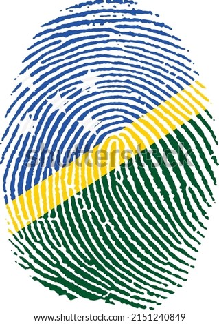 Vector illustration of the flag of Solomon Islands in the shape of a fingerprint