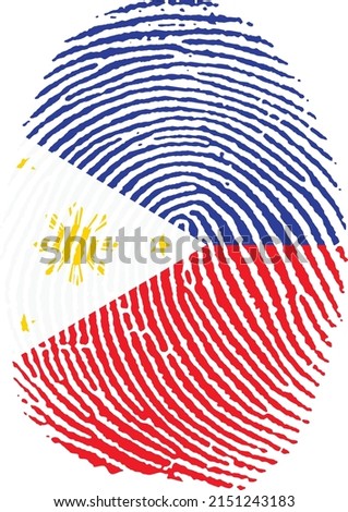 Vector illustration of the Philippines flag in the shape of a fingerprint