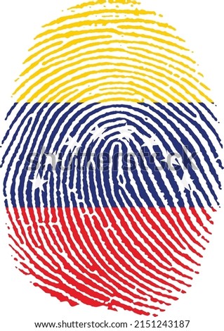 Vector illustration of the venezuela flag in the shape of a fingerprint