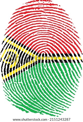 Vector illustration of the Vanuatu flag in the shape of a fingerprint
