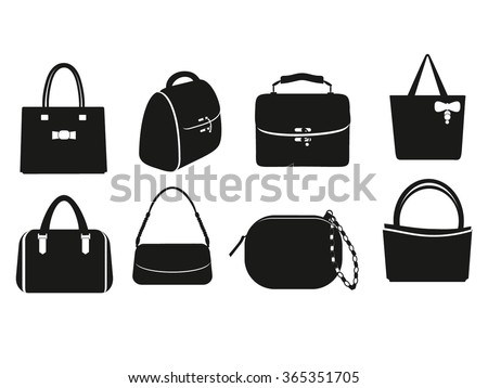 Collection Of Different Bags, Clutches, Purses Handbags. Vector Set Of ...