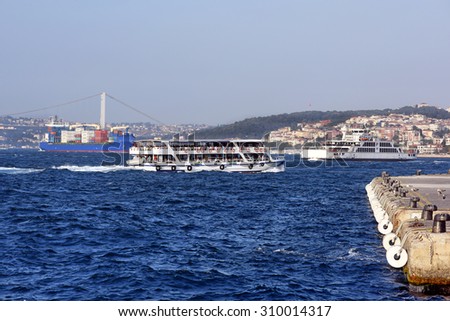 maritime traffic in Istanbul. August 25, 2015, Istanbul Turkey