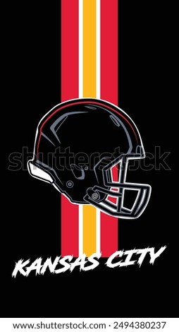 Kansas City Colored Football helmets Stripes Black Background