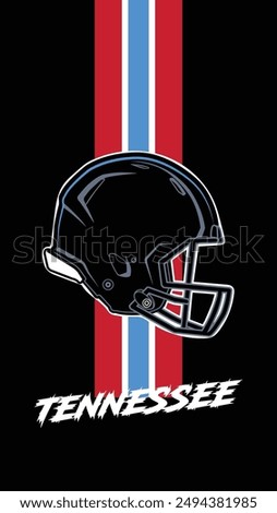 Tennessee Team Colored Football helmets Stripes Black Background