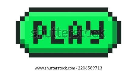 Pixel play button. Vector illustration