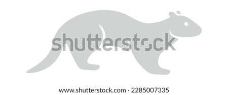 Weasel shape flat icon Cartoon animal silhouette. Vector illustration