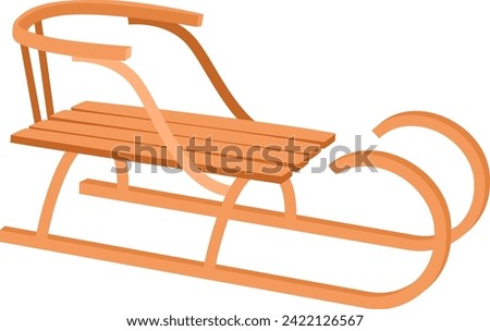 Wooden Snow Sledge Vector Illustration