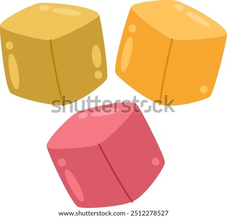 Turkish Delight Cubes Sweets Vector Illustration