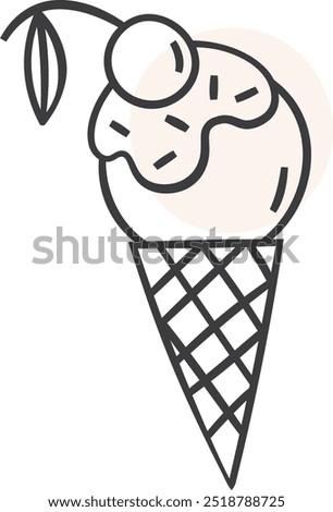 Doodle Ice Cream Cone Vector Illustration