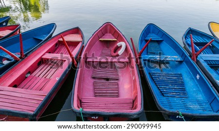Boats on the water, Yerevan, Armenia - June 24 2015 - Boats on the lake located in garden of victory in Yerevan, Armenia.