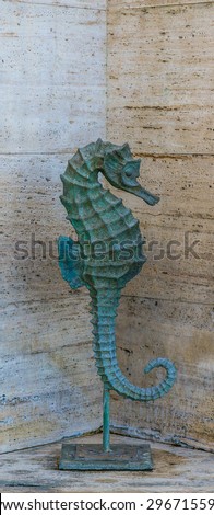 Metal sculpture of a sea horse, Yerevan, Armenia - July 15 2015
