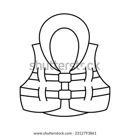 Life jacket outline doodle icon drawing. Black and white vector illustration on white background.