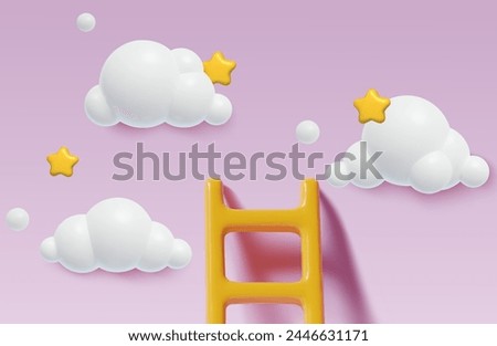 Image, Stock Photo Cute baby on ladder near pool