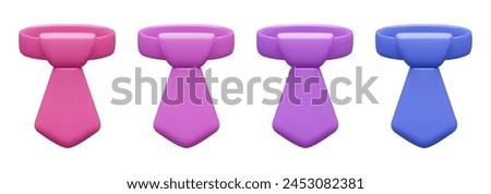 Tie 3D business icons collection. Three dimensional male office necktie color variations set. Vector illustrations isolated on white background.