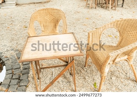 Similar – Foto Bild Holz- und Rattanmöbel als sommerliches Wohnthema, das nachhaltig und umweltfreundlich ist