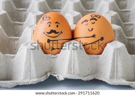 Similar – Image, Stock Photo Breakfast Smiley, A shared bread on the plate. With ketchup a smiley face. On the right a fork on a wooden table.