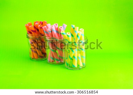 wafer roll on green background