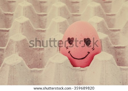 Similar – Image, Stock Photo Breakfast Smiley, A shared bread on the plate. With ketchup a smiley face. On the right a fork on a wooden table.
