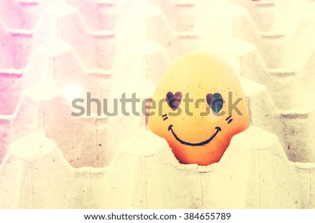 Similar – Image, Stock Photo Breakfast Smiley, A shared bread on the plate. With ketchup a smiley face. On the right a fork on a wooden table.