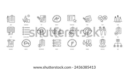 Exam icons set. Set of editable stroke icons.Vector set of Exam