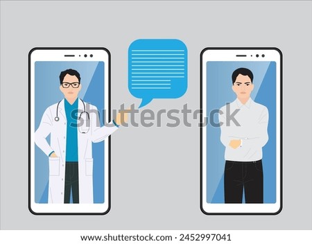 Online medical consultation Mobile. Doctor video calling on smartphone screen. Online healthcare and medical advise. Tele medicine e-health service. e consultation 